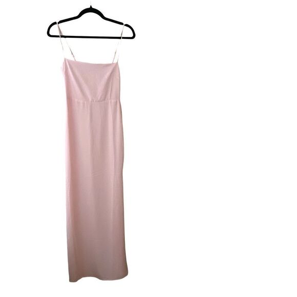 Superdown Addison Maxi Dress Blush pink chiffon slip dress slit Revolve S NWT - Picture 4 of 12
